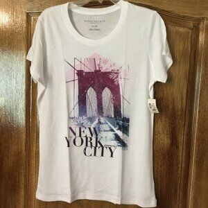 Aeropostale New York City White/Purple T-shirt Size XL Juniors